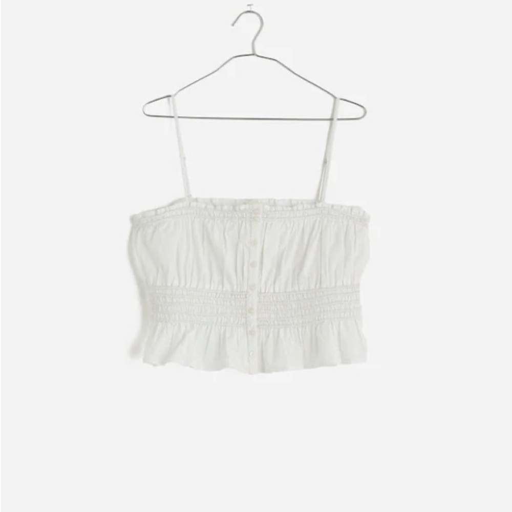 Madewell White Smocked Crop Top